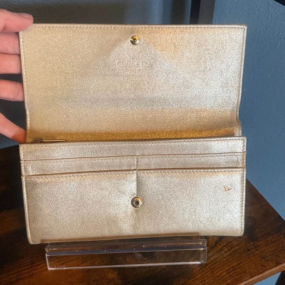 Christian Dior Metallic Gold Clutch Wallet